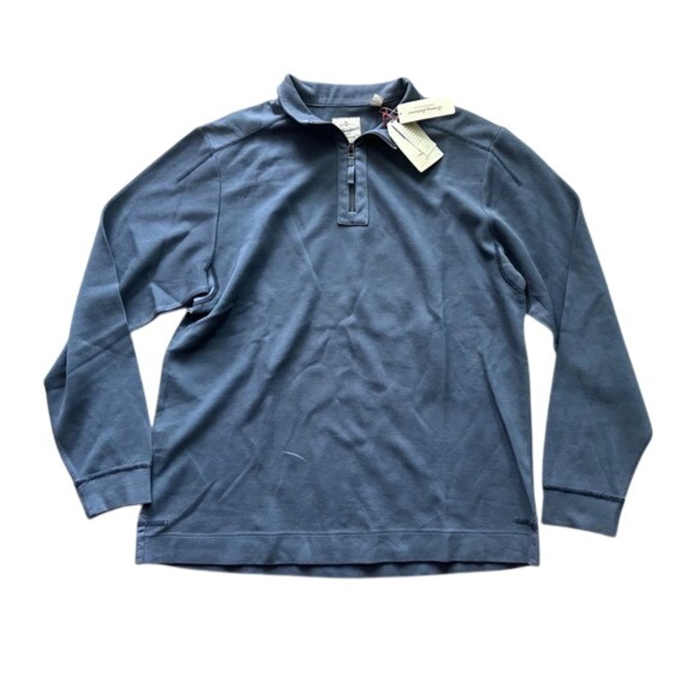 Tommy Bahama Flat Back Ribs 1/2 Zip Blue Heron Sweater size‎ XL